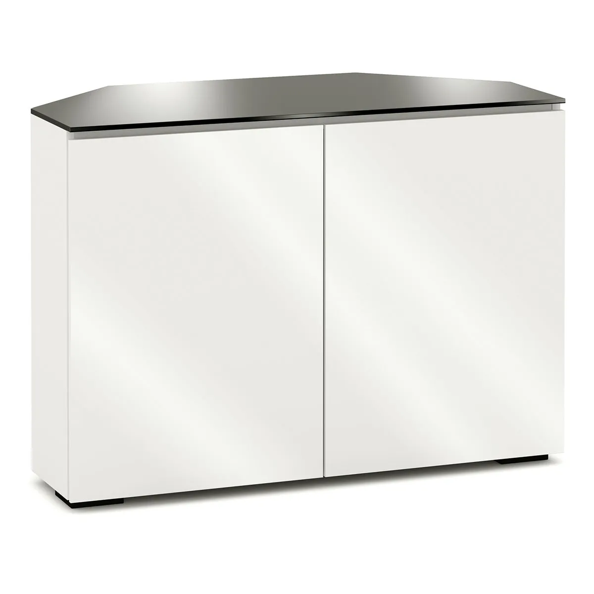 Salamander Chameleon Collection Miami 323 Twin Corner AV Cabinet (High Gloss White with Black Glass Top)