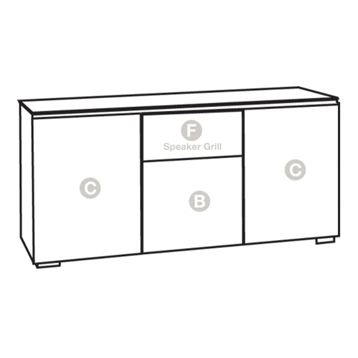 Salamander Chameleon Collection Miami 336 Triple Speaker Integrated Cabinet (High Gloss White with Black Glass Top)