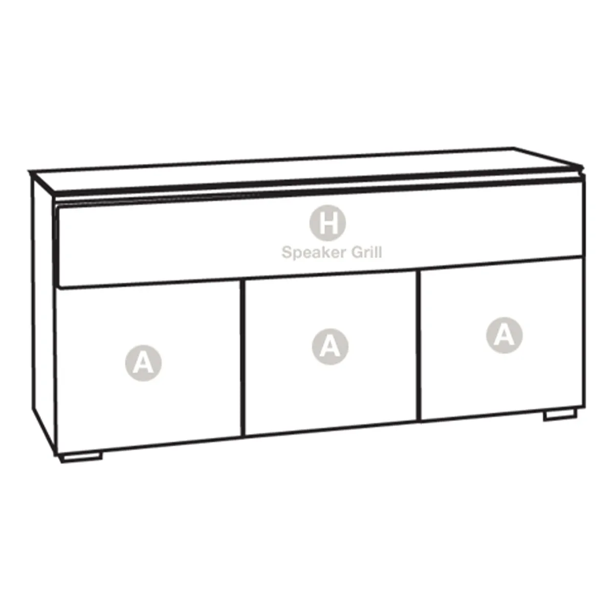 Salamander Chameleon Collection Zurich 339 Triple Speaker Integrated Cabinet (Horizontal Wood Pattern with Black Glass Top)