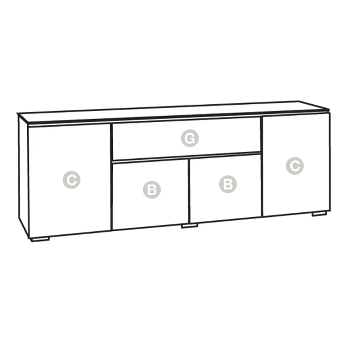 Salamander Chameleon Collection Zurich 345 Quad Speaker Integrated Cabinet (Horizontal Wood Pattern with Black Glass Top)