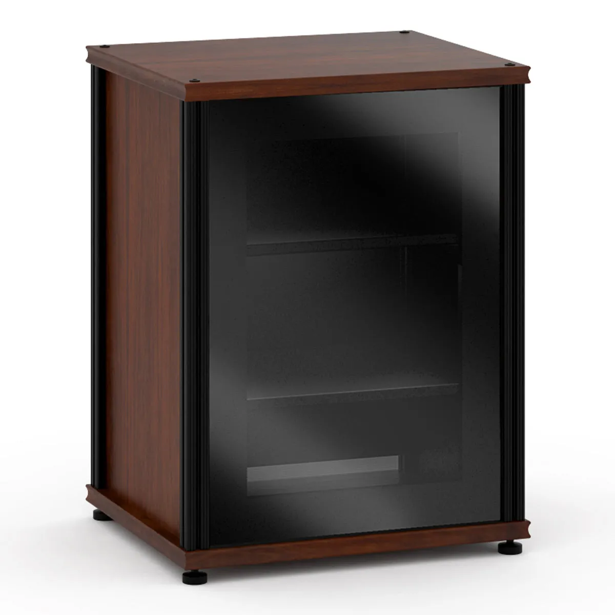 Salamander Synergy 303 Single AV Cabinet with Black Glass Door (Walnut/Black)