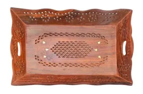 Sheesham Wooden Handmade Rectangular Serving Tray 12.5x8.5 inches