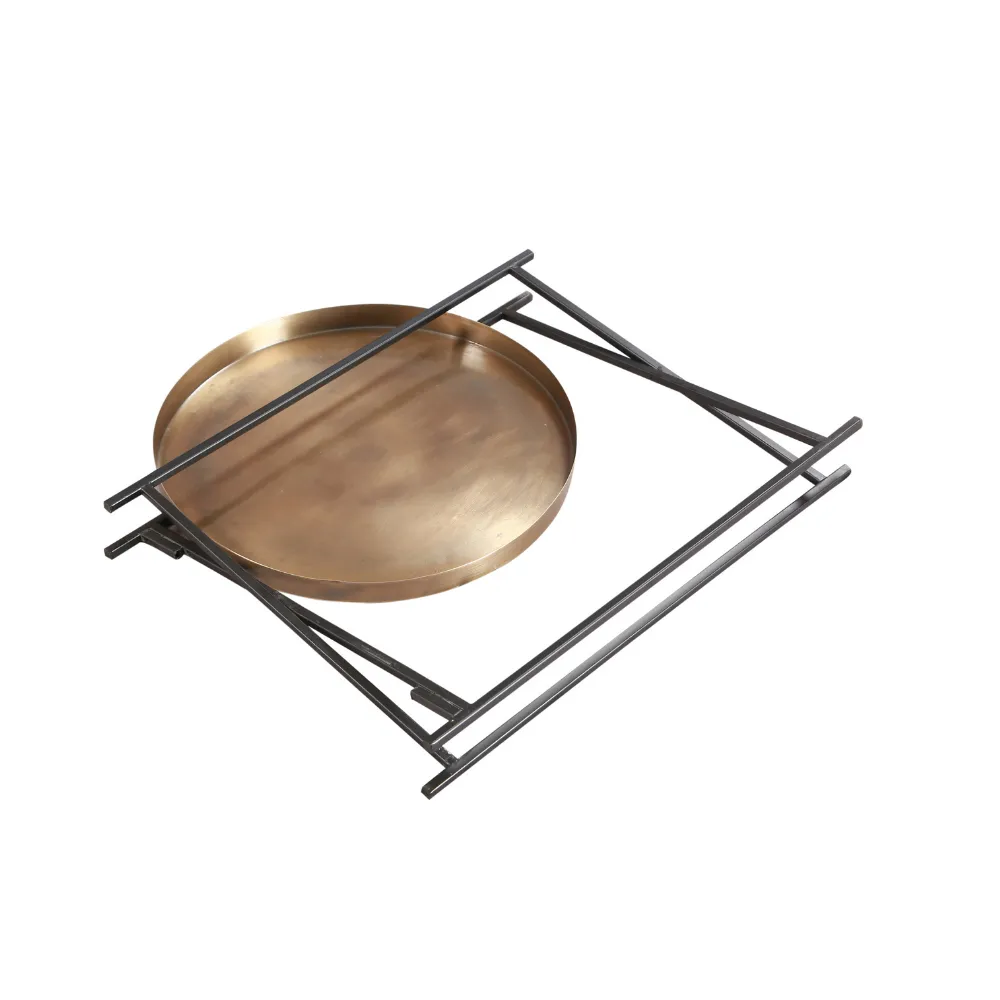 Side Tray Table | Foldable | Brass And Iron | Modern Home Decor | 16" Round