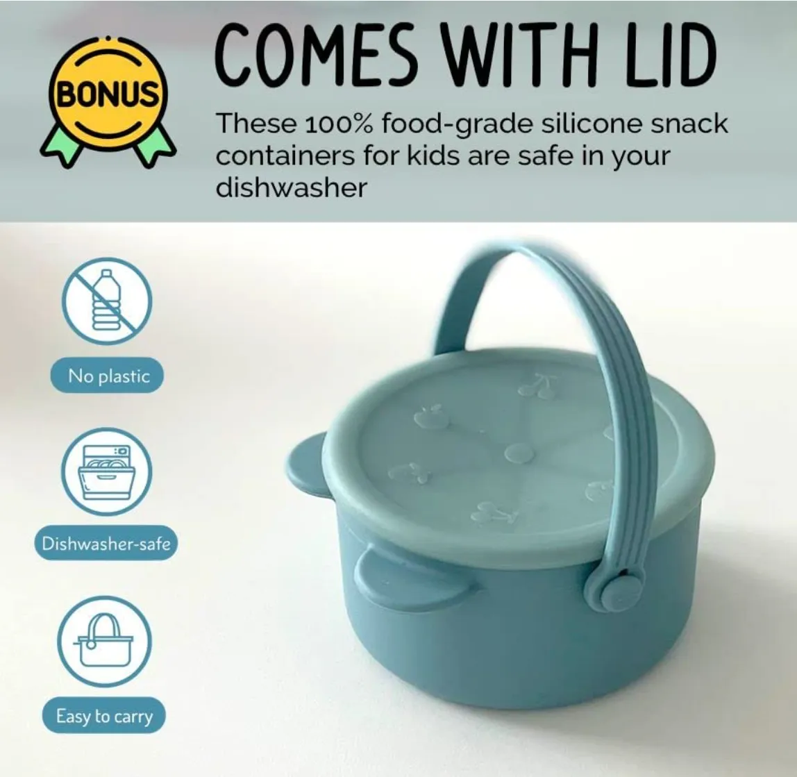 Silicone Spill Proof Snack Cups (Baby Blue)