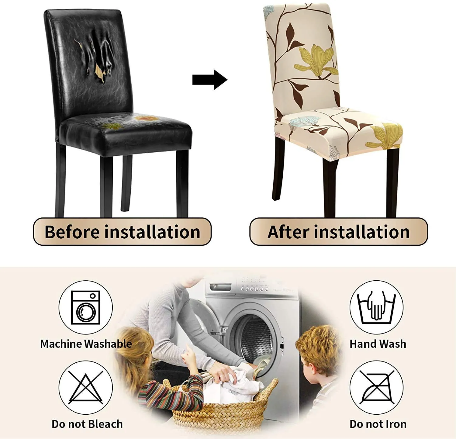 Styleys Elastic Chair Covers Stretch Removable Washable Dining Chair Cover Protector Seat Slipcover (6 Chair Cover, SLMC142 Maroon Leaf), Polyester; Polyester Blend