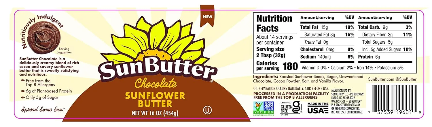 Sunbutter Chocolate Sunflower Butter