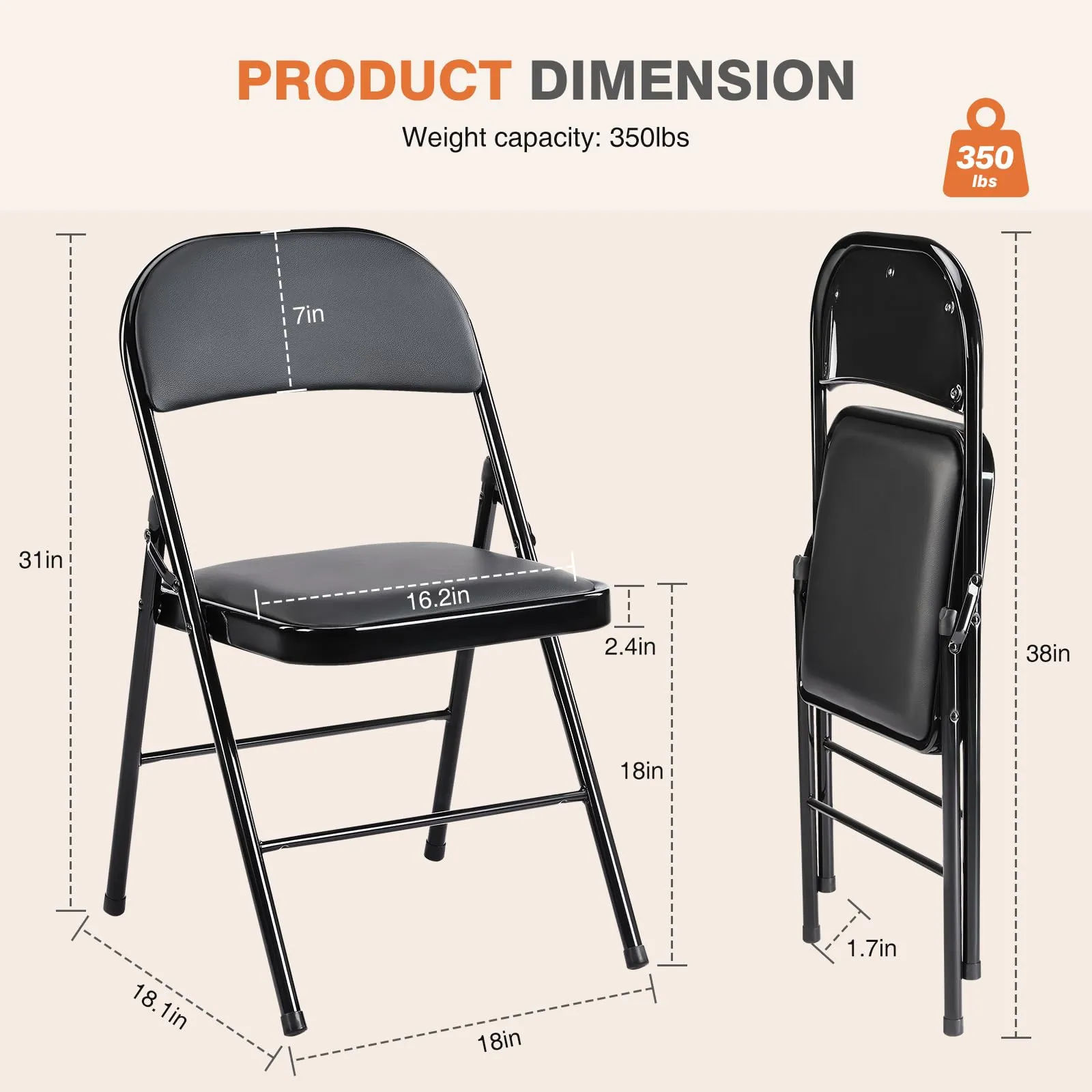Sweetcrispy Folding Chair 12 Pack, Leather Padded Folding Chairs, Sturdy Metal Foldable Chairs, Easy to Use and Store, Outdoor and Indoor, for Home, Office, Party, Comfy