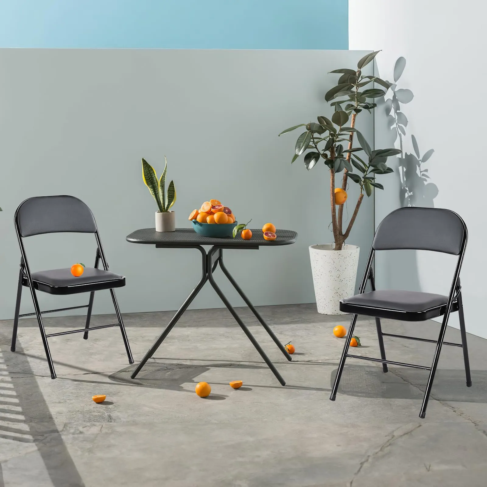 Sweetcrispy Folding Chair 12 Pack, Leather Padded Folding Chairs, Sturdy Metal Foldable Chairs, Easy to Use and Store, Outdoor and Indoor, for Home, Office, Party, Comfy