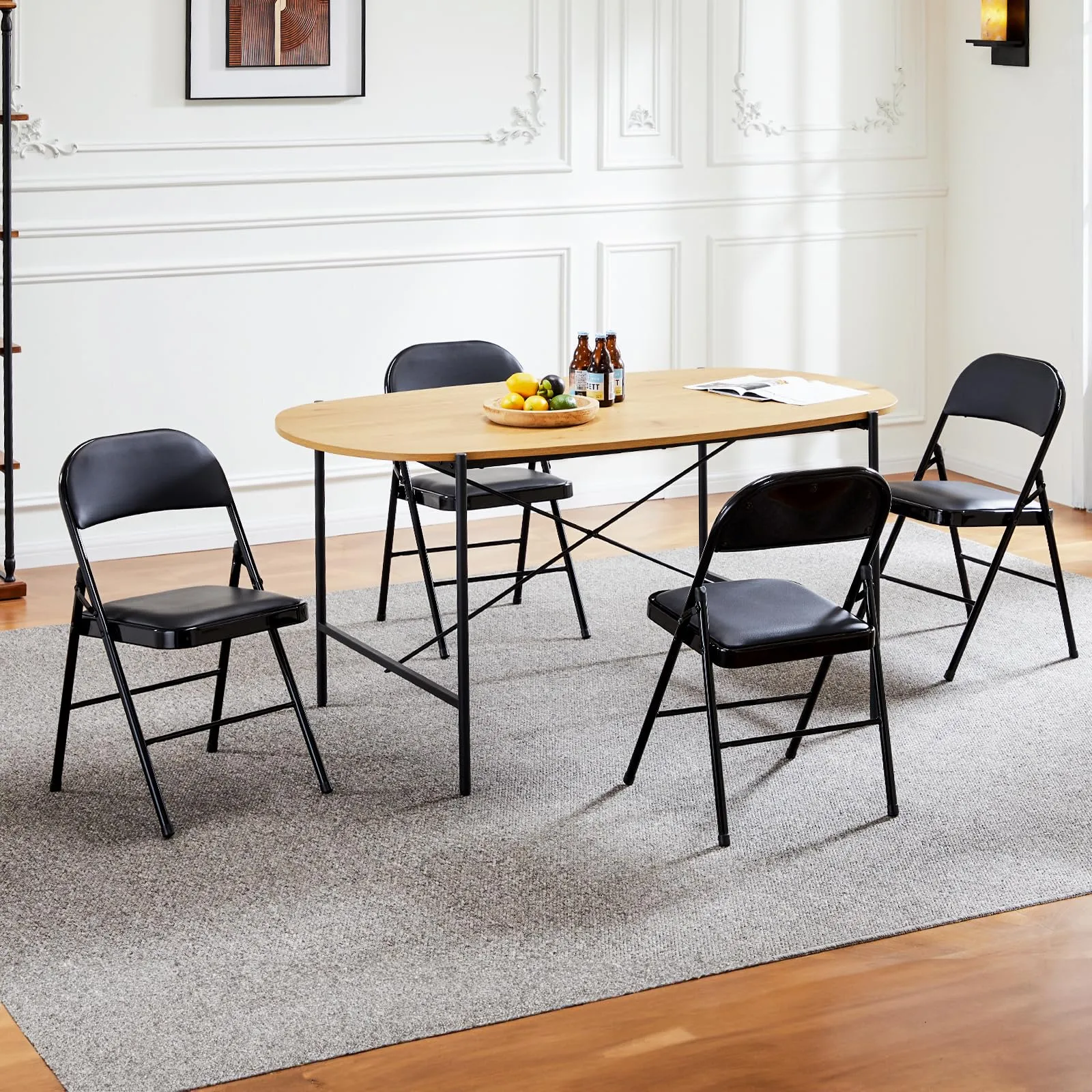 Sweetcrispy Folding Chair 12 Pack, Leather Padded Folding Chairs, Sturdy Metal Foldable Chairs, Easy to Use and Store, Outdoor and Indoor, for Home, Office, Party, Comfy