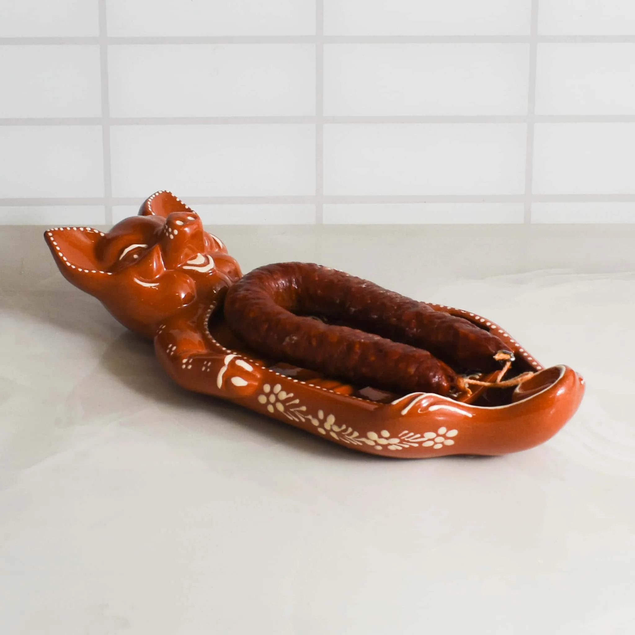Terracotta Chorizo Pig Serving Dish, 33cm