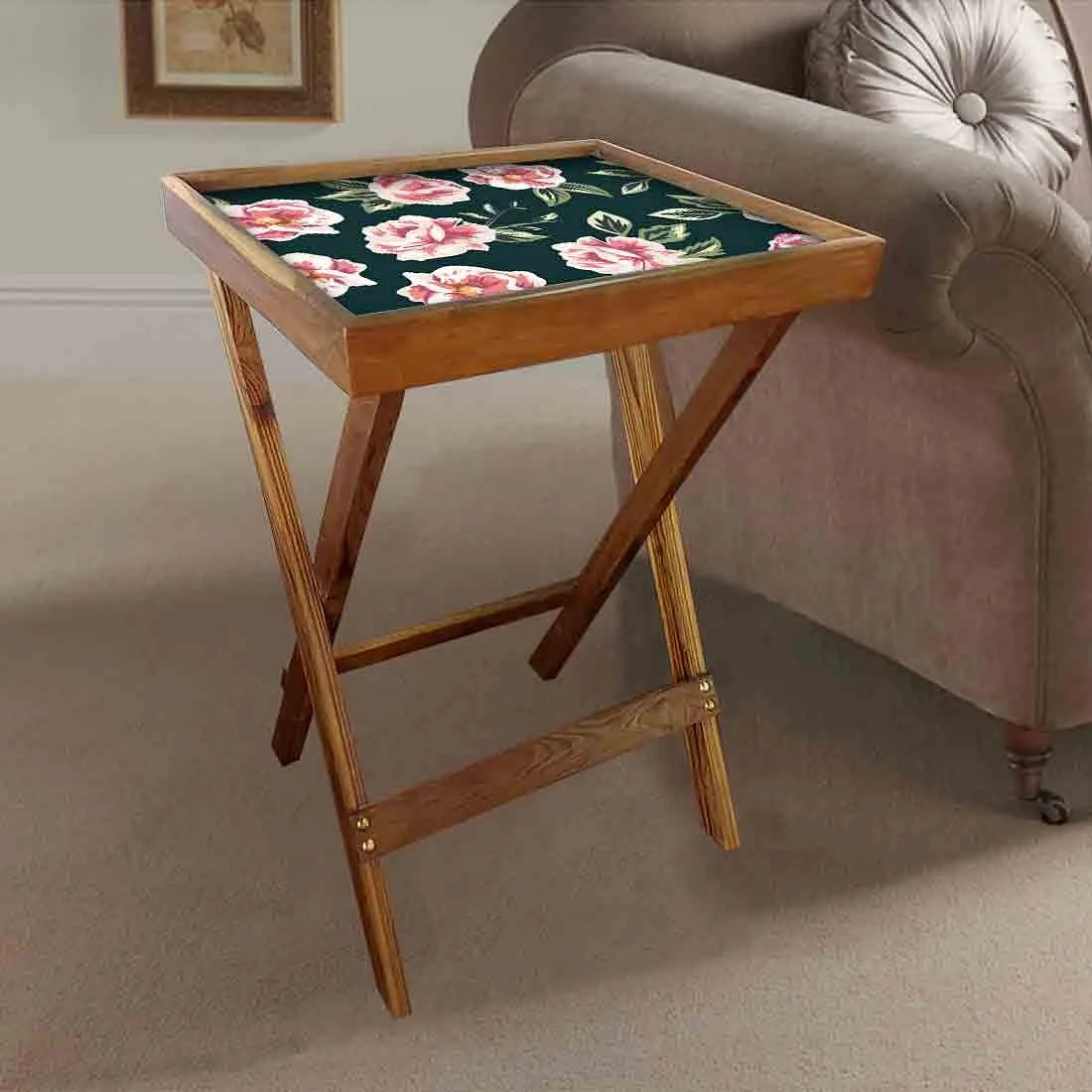 TV Trays Table Bar Snacks Serving Tables - Roses