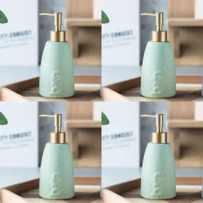 USHA SHRIRAM 320ml Soap Dispenser Bottle | Ceramic Soap & Lotion Dispenser Set | Kitchen Dish Soap Pump Dispenser Set | Hand Shower Washing Soap Dispenser (Design 1 - Green, Pack of 4)