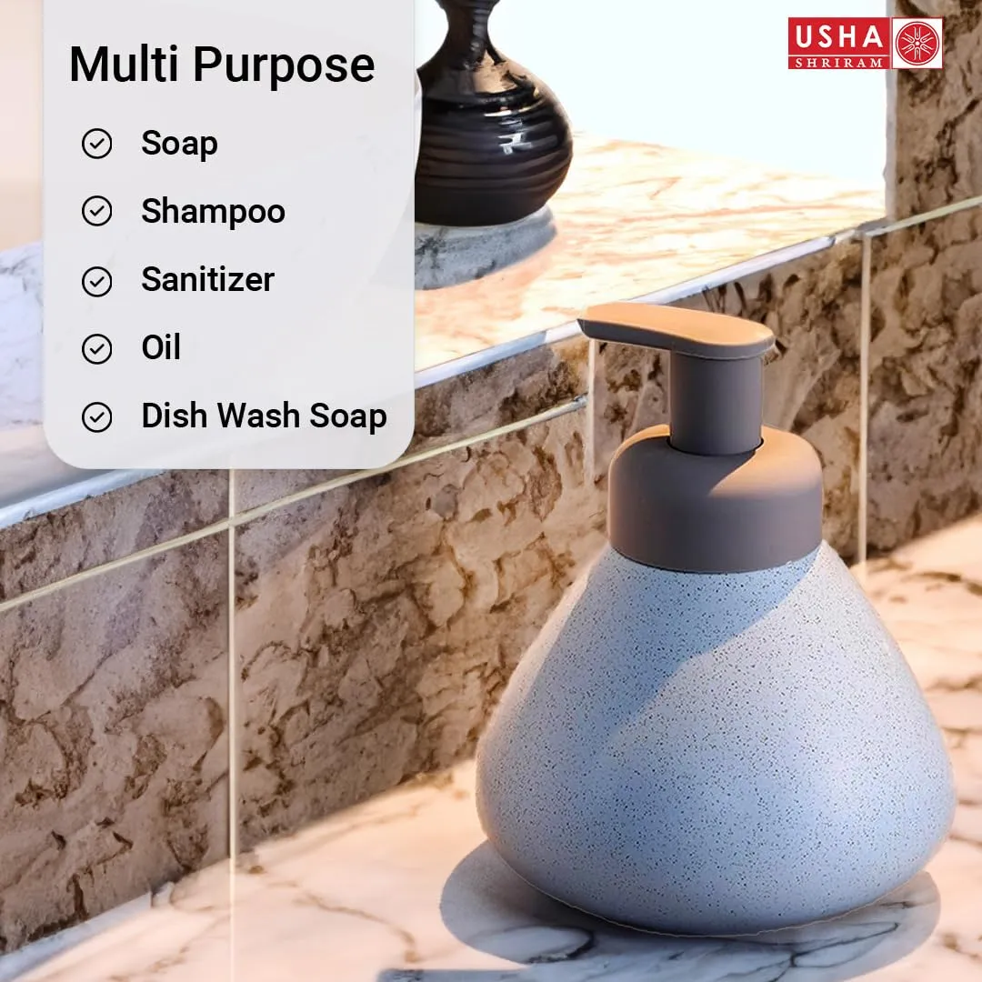 USHA SHRIRAM Soap Dispenser Bottle | Ceramic Soap & Lotion Dispenser Set | Kitchen Dish Soap Pump Dispenser Set | Hand Shower Washing Soap Dispenser (360ml - Design 1 - Black, Pack of 4)