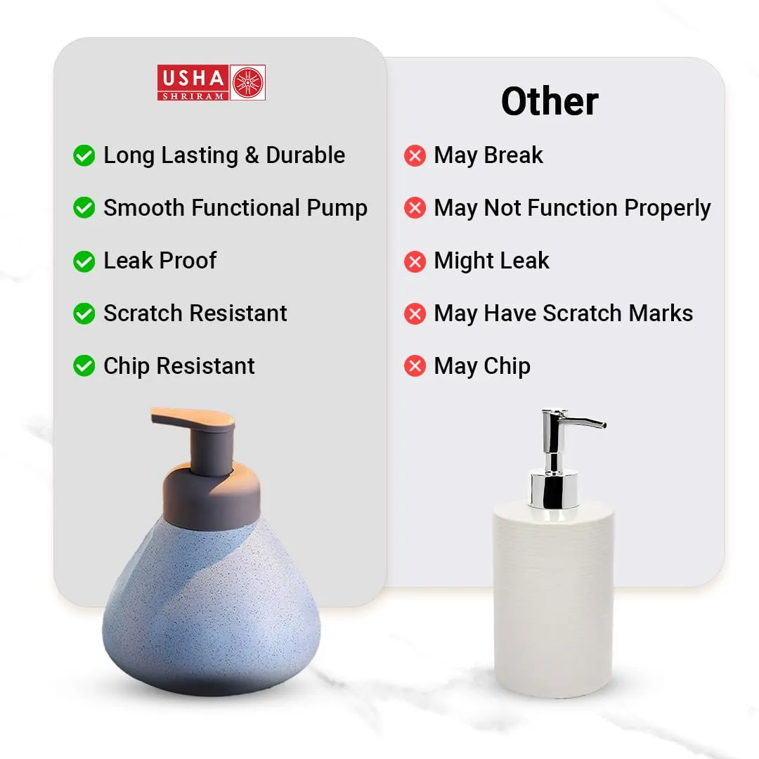 USHA SHRIRAM Soap Dispenser Bottle | Ceramic Soap & Lotion Dispenser Set | Kitchen Dish Soap Pump Dispenser Set | Hand Shower Washing Soap Dispenser (360ml - Design 1 - Black, Pack of 4)