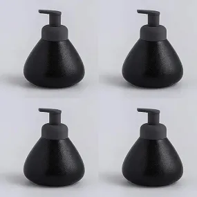 USHA SHRIRAM Soap Dispenser Bottle | Ceramic Soap & Lotion Dispenser Set | Kitchen Dish Soap Pump Dispenser Set | Hand Shower Washing Soap Dispenser (360ml - Design 1 - Black, Pack of 4)