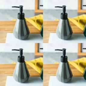 USHA SHRIRAM Soap Dispenser | Ceramic Soap & Lotion Dispenser Set | Kitchen Dish Soap Pump Dispenser Set | Hand Shower Washing Soap Dispenser for Kitchen Sink & Bathroom (250 ml, Grey, 4)