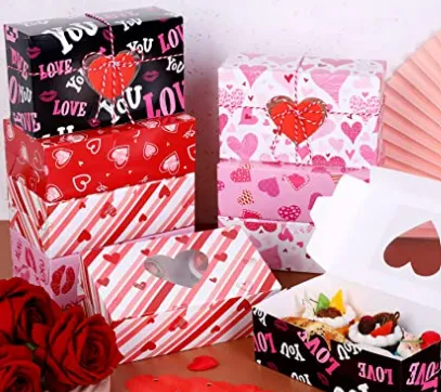 Valentine's Day Bakery Boxes with Heart Window Lrg - 36ct - Bulk