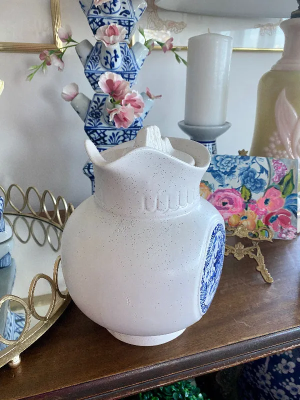 Vintage Cookie Jar/Pitcher McCoy Pottery Blue Willow Pattern with Lid
