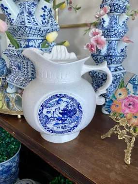 Vintage Cookie Jar/Pitcher McCoy Pottery Blue Willow Pattern with Lid