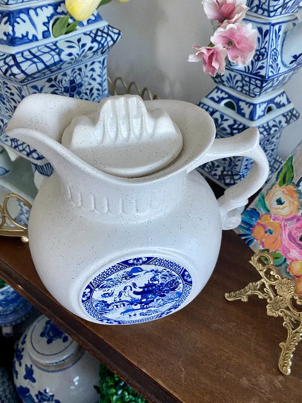 Vintage Cookie Jar/Pitcher McCoy Pottery Blue Willow Pattern with Lid