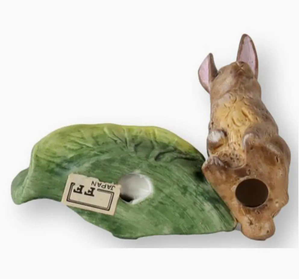 Vintage Set 4 Different Fitz Floyd Bunny Rabbit 🐇 Cabbage 🥬 Place Card Holders
