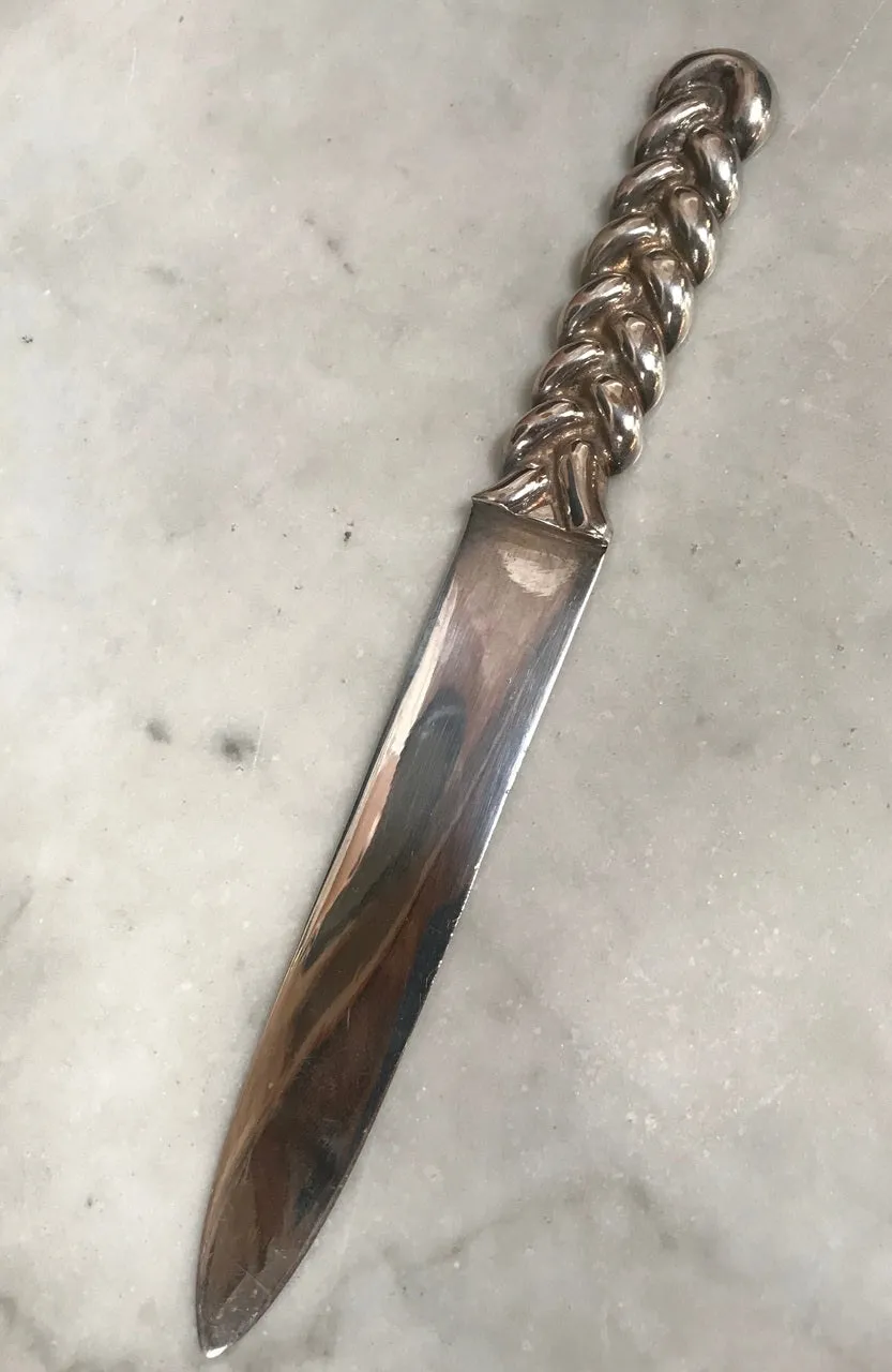 Vintage Sterling Silver Letter Opener Torchon, Italy, 1970s