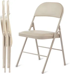 ZUN 2 Pack Folding Chairs with Leather Padded Cushion Seats & Durable Metal Frame, Comfortable, 28396545