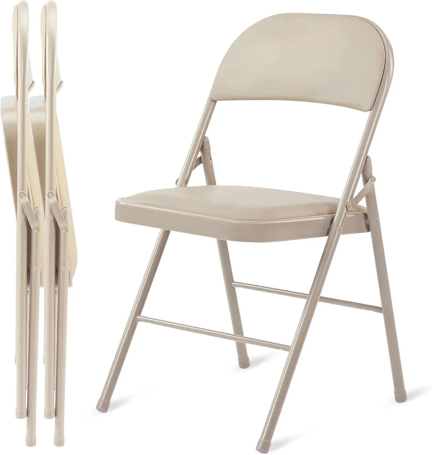 ZUN 2 Pack Folding Chairs with Leather Padded Cushion Seats & Durable Metal Frame, Comfortable, 28396545